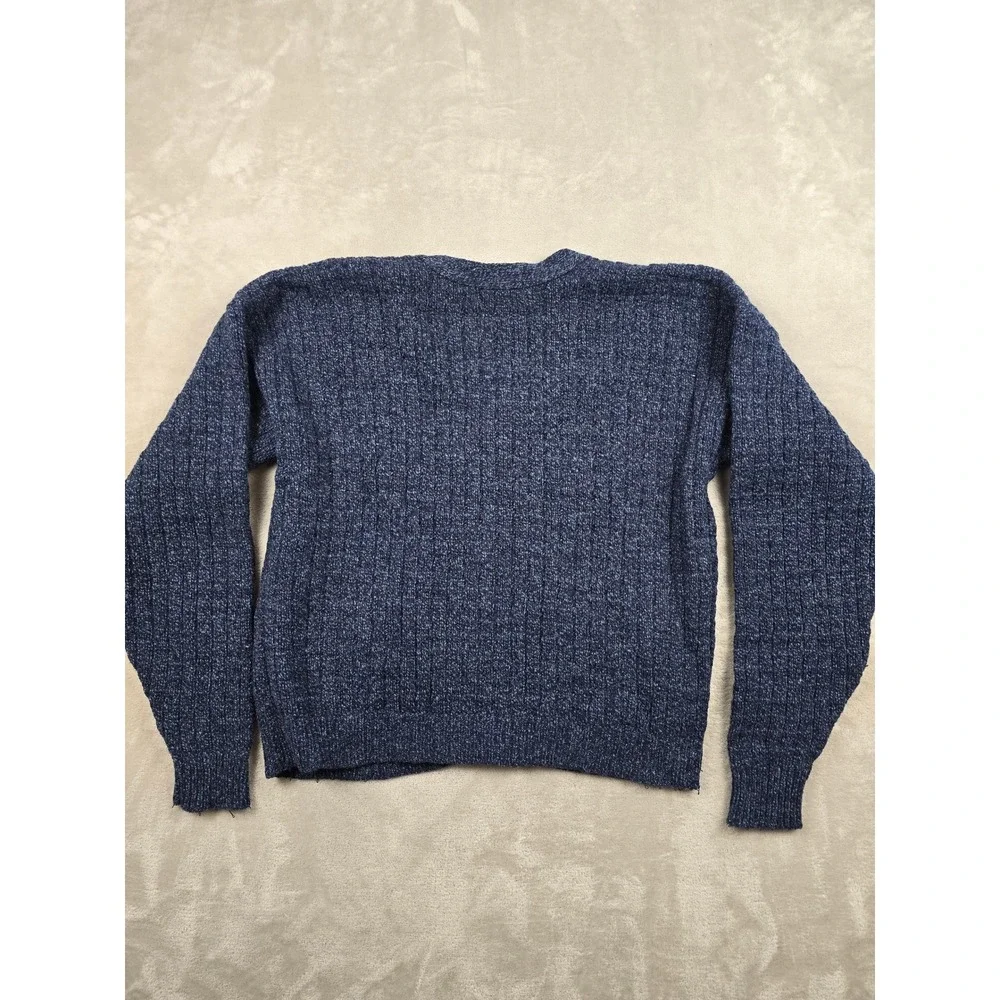 Vintage Timber Valley Cardigan Sweater Mens L Blue Wool Blend Knit Made In USA